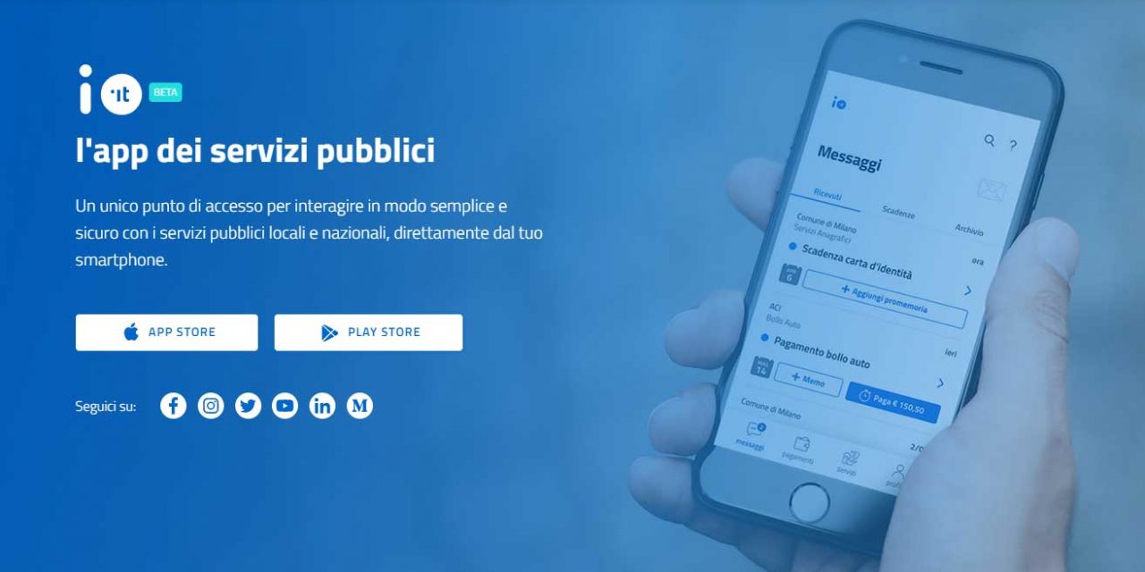IO l’app dei servizi pubblici finalmente disponibile in versione beta